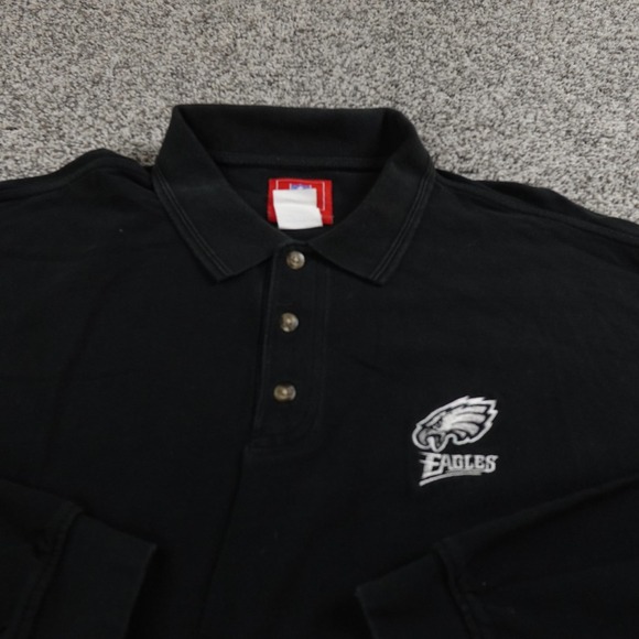 Philadelphia Eagles Shirt Mens XL Black NFL Football Long Sleeve Polo Collared - Picture 3 of 10